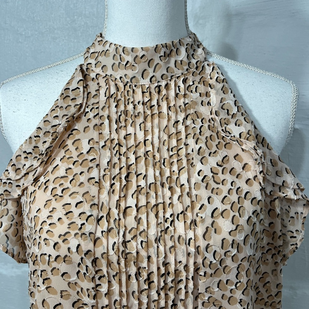 EXPRESS CHEETAH PRINT RUFFLE DETAIL HALTER TOP (a109) - Picture 2 of 13